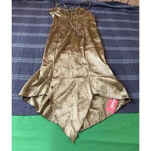 Sleeveless Floral Gold 1/4 Zip Adjustable Strap Dress By Romwe Size 6 Medium NWT